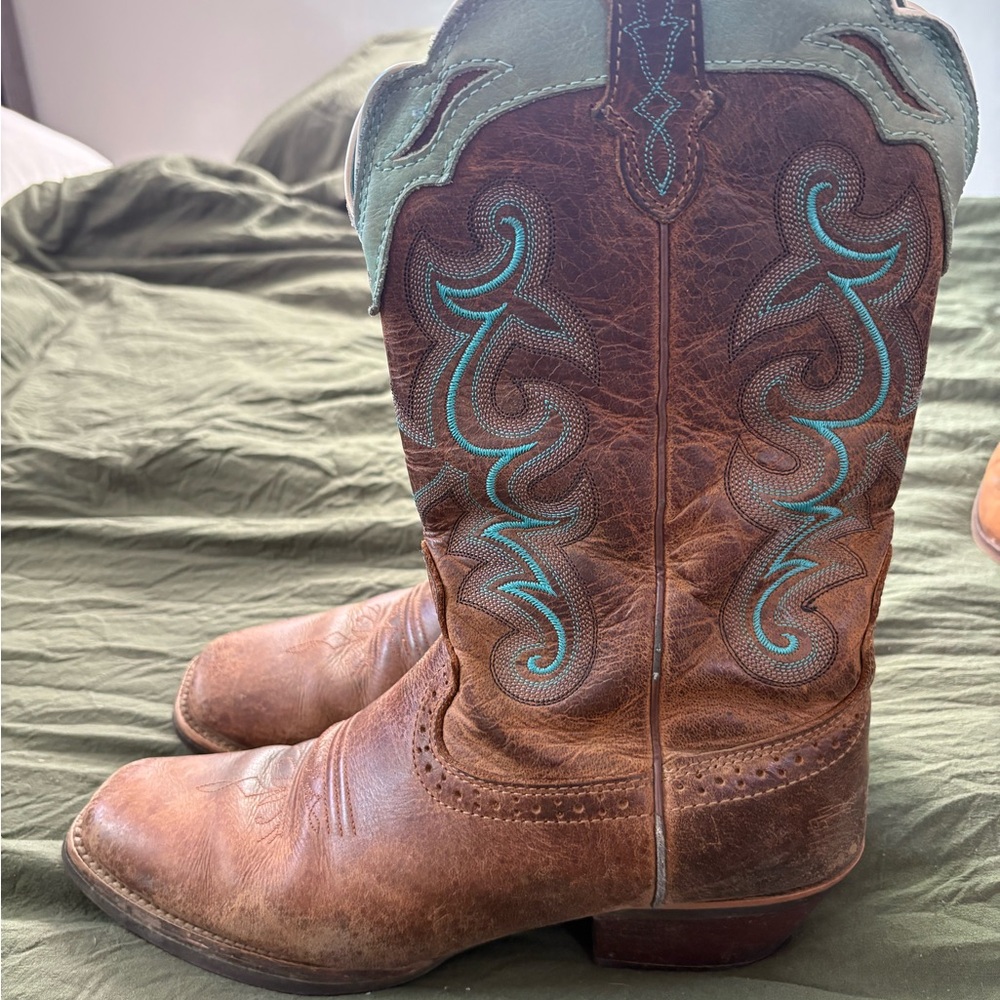 Justin Boots Brown and Green Women's Western Boots